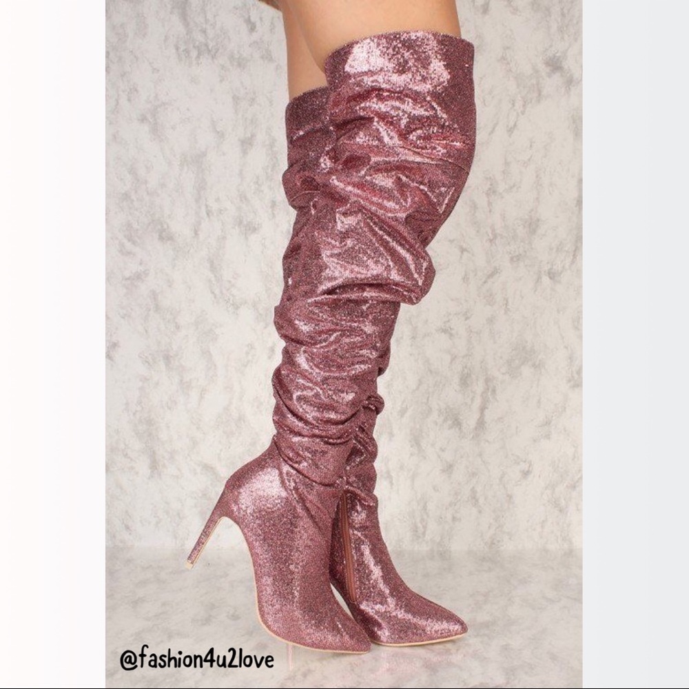 Sexy Pink Shimmering Thigh High Boots! - Picture 2 of 7